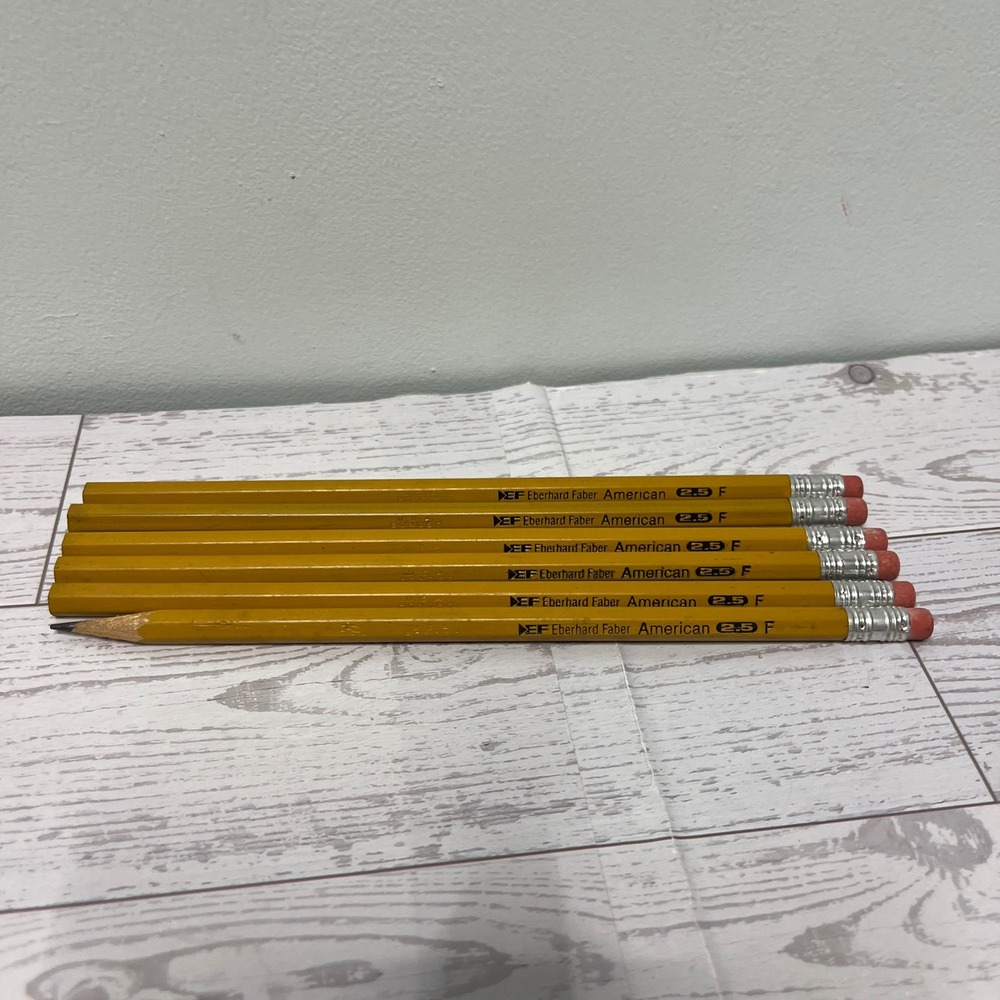 Vintage Eberhard Faber American 2.5 F Pencils Yellow Lot of 6 USA Made